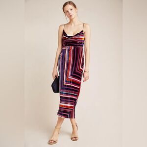 Anthropologie Tina Striped Velvet Midi Dress S NWOT